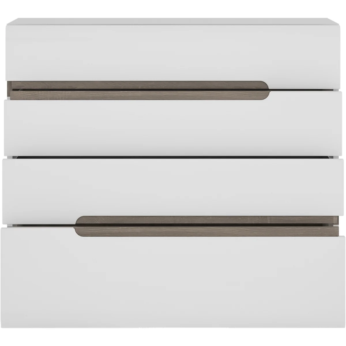 Chelsea Bedroom 4 Drawer Chest in White with a Truffle Oak Trim - White & Truffle Oak – image 2
