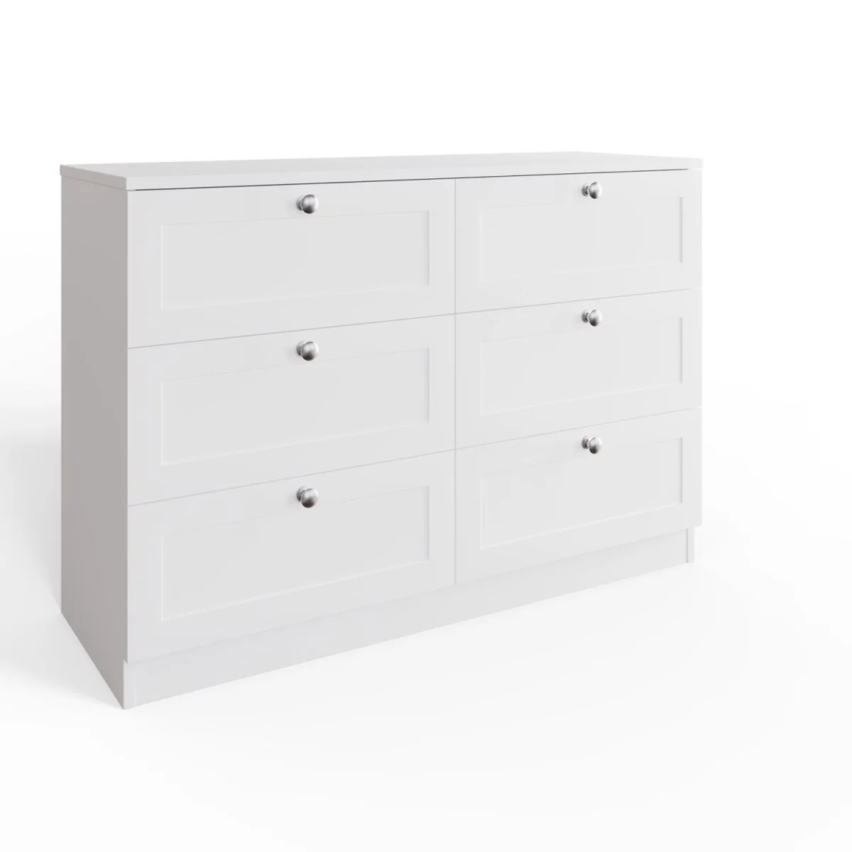 FWStyle 6 Drawer Chest of Drawers Shaker Style Matt White Central Runners - White – image 2