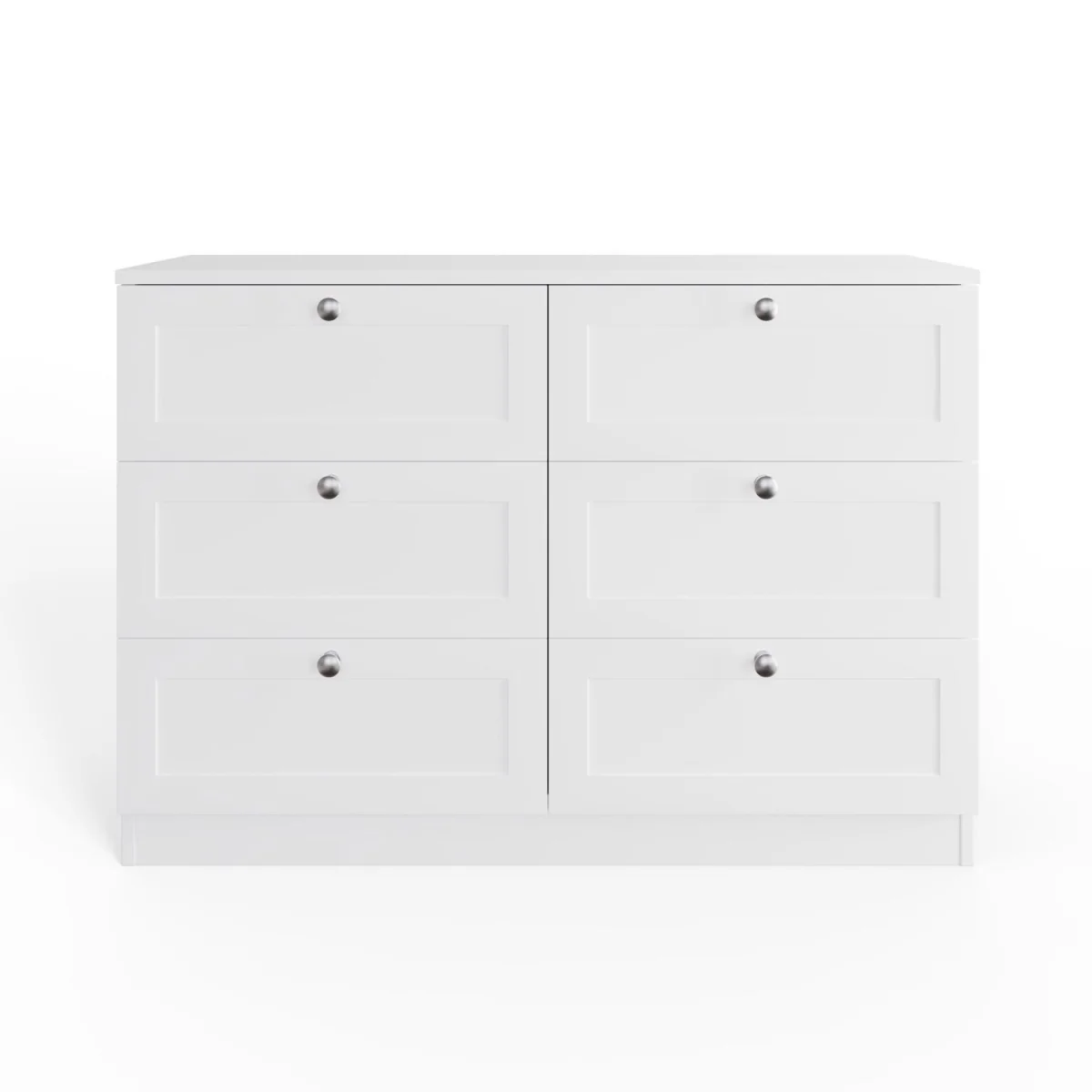 FWStyle 6 Drawer Chest of Drawers Shaker Style Matt White Central Runners - White – image 3