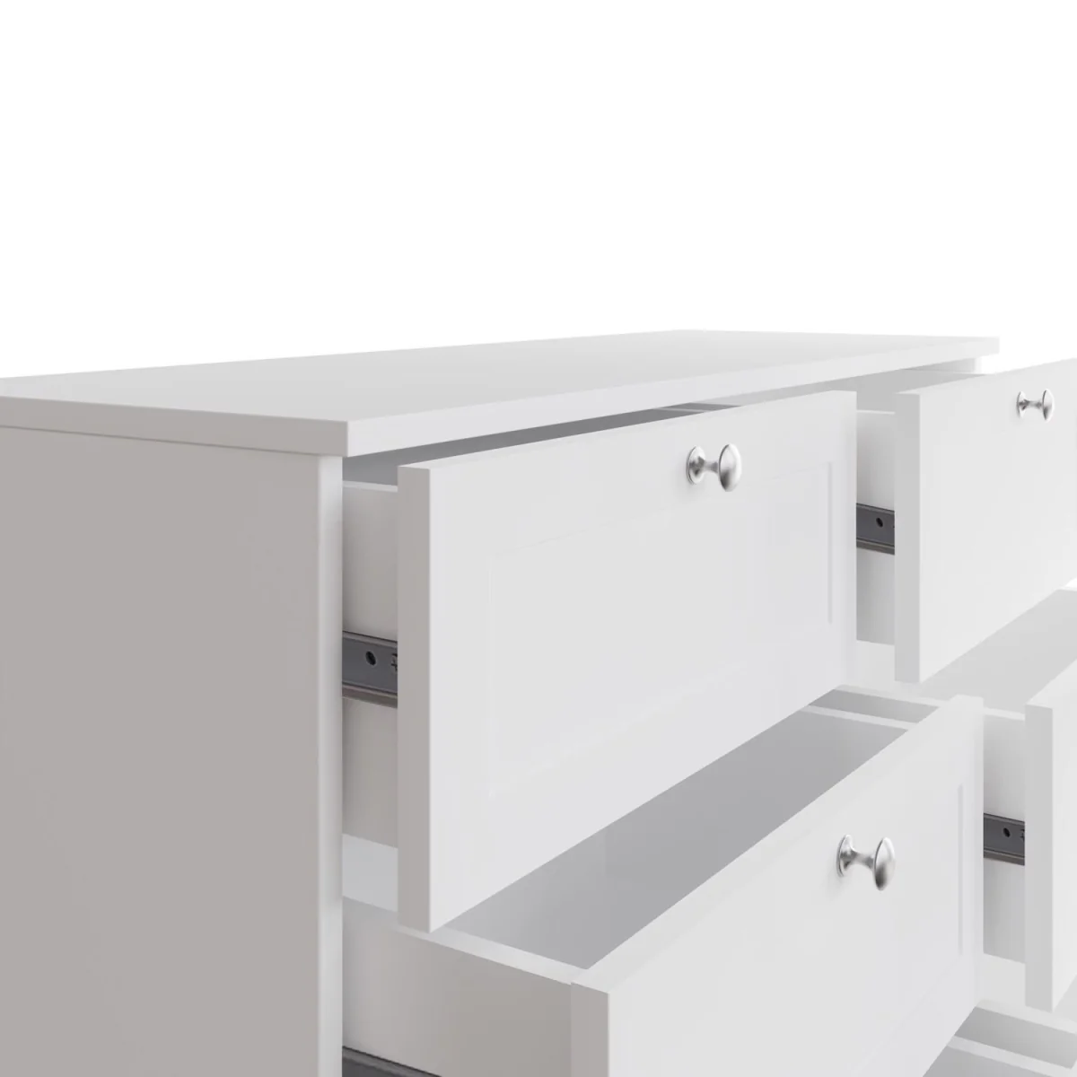 FWStyle 6 Drawer Chest of Drawers Shaker Style Matt White Central Runners - White – image 6