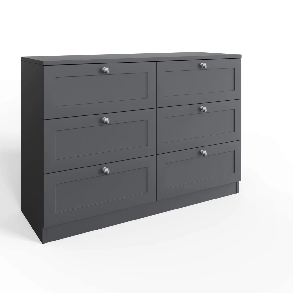 FWStyle Matt Grey 6 Drawer Chest of Drawers Shaker Style Central Runners  - Matt Grey – image 3