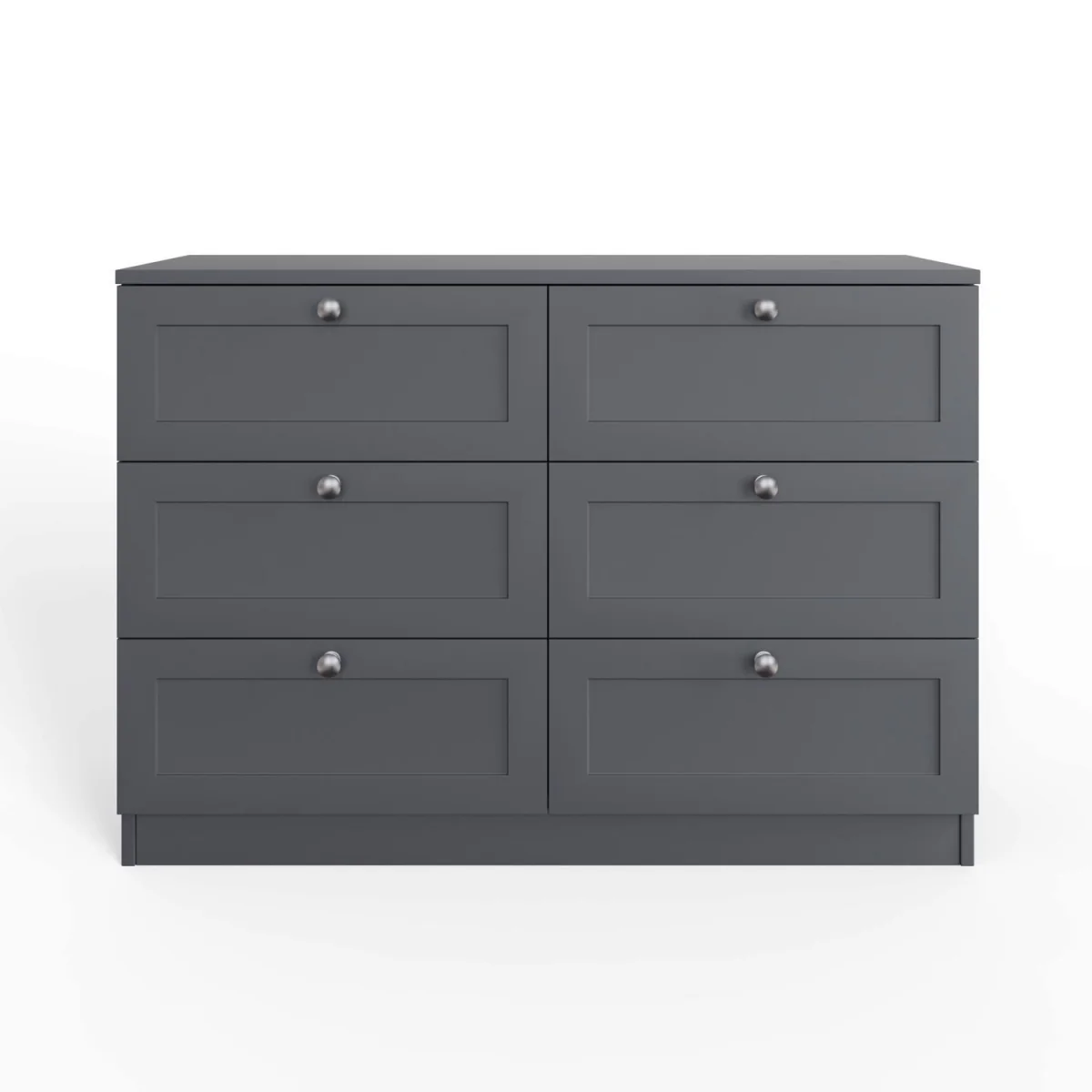 FWStyle Matt Grey 6 Drawer Chest of Drawers Shaker Style Central Runners  - Matt Grey – image 4