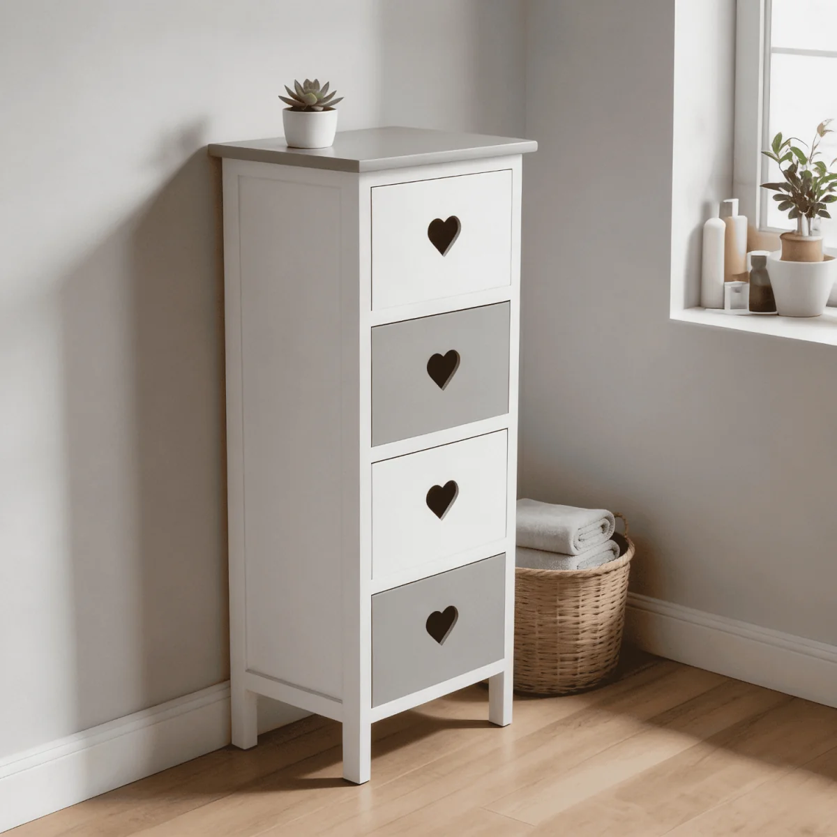 Heartswood White and Grey Assembled Storage Unit with Drawers - White – image 3