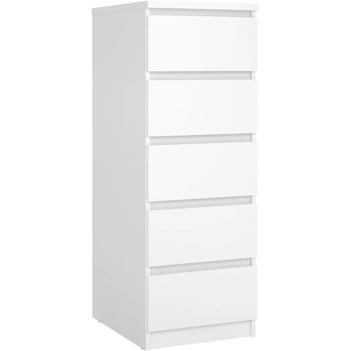 Naia Narrow Chest of 5 Drawers in White High Gloss - Grey and White High Gloss – image 2