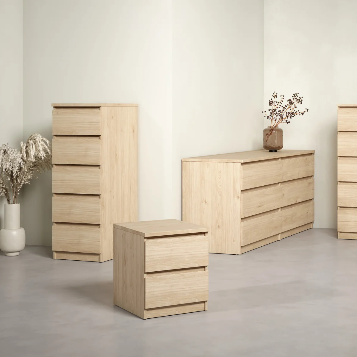 Naia Narrow Chest of 5 Drawers in White High Gloss - Grey and White High Gloss – image 14