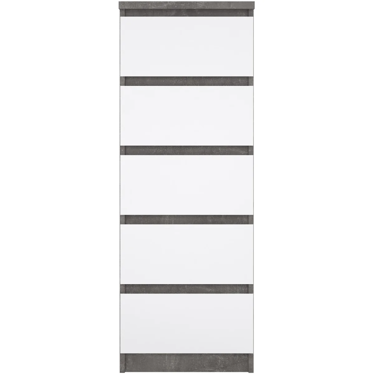 Naia Narrow Chest of 5 Drawers in White High Gloss - Grey and White High Gloss – image 17