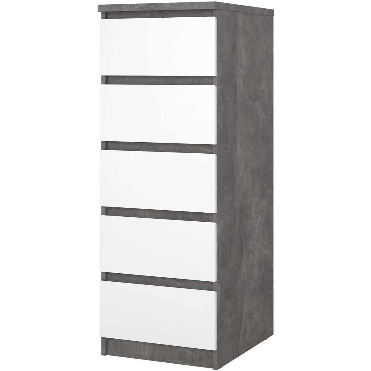 Naia Narrow Chest of 5 Drawers in White High Gloss - Grey and White High Gloss – image 18