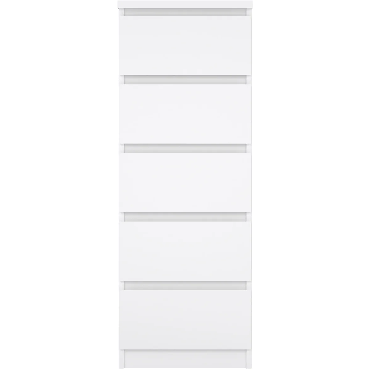 Naia Narrow Chest of 5 Drawers in White High Gloss - Grey and White High Gloss – image 3