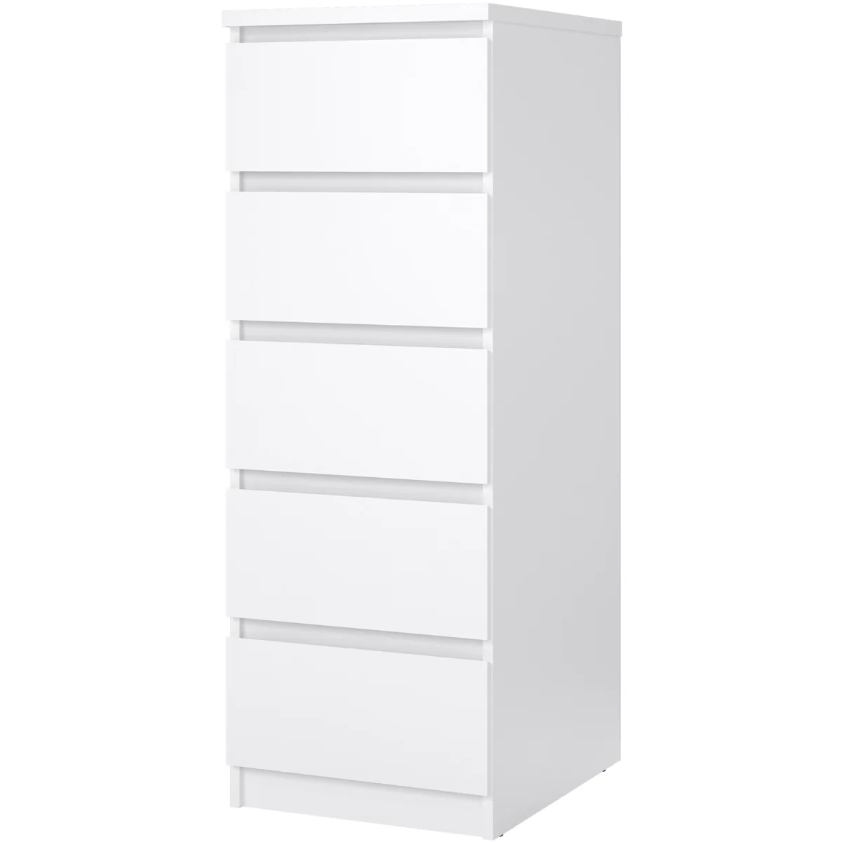 Naia Narrow Chest of 5 Drawers in White High Gloss - Grey and White High Gloss – image 4