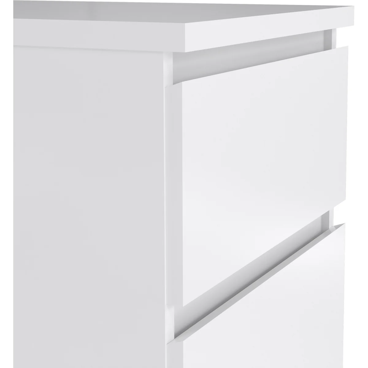 Naia Narrow Chest of 5 Drawers in White High Gloss - Grey and White High Gloss – image 7
