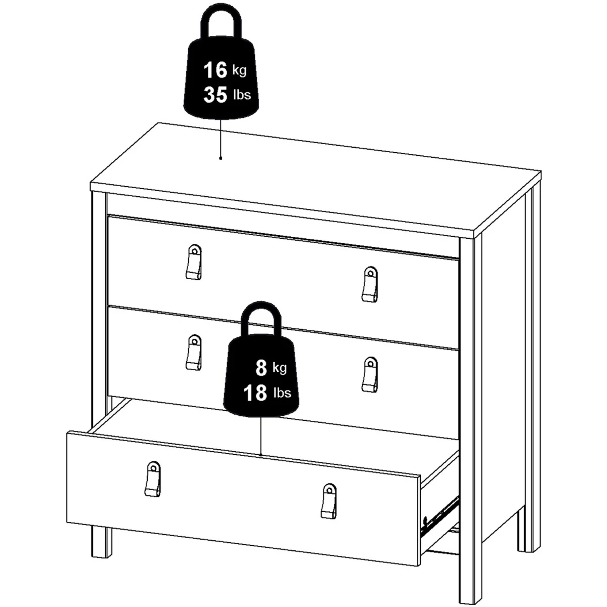 Barcelona Chest 3 Drawers in Cashmere - Matt Black – image 2