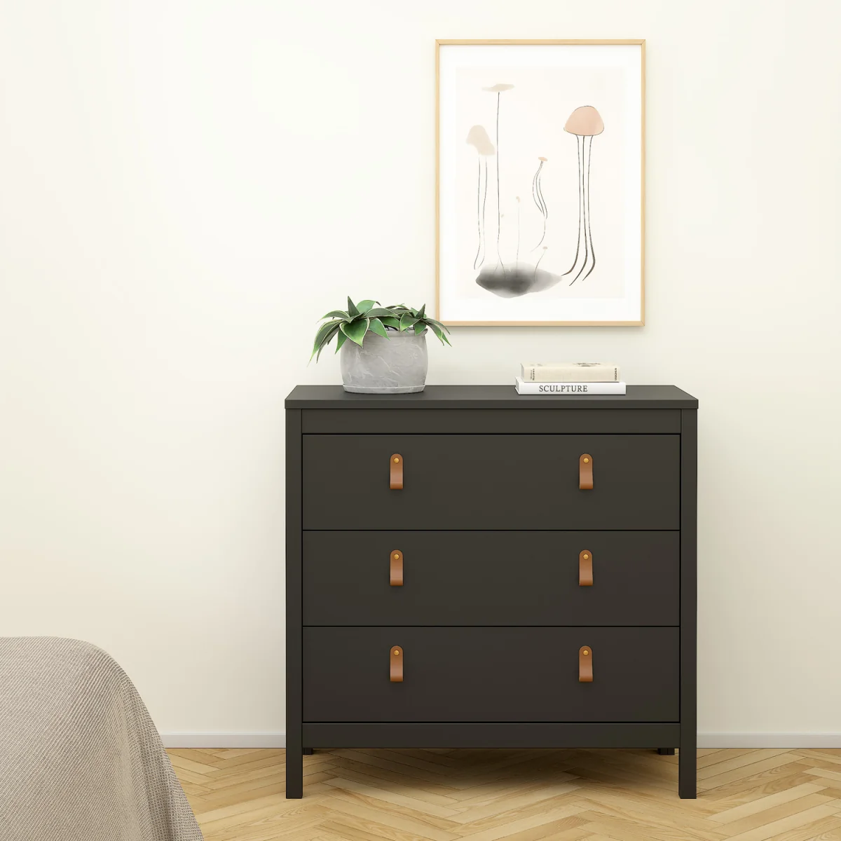 Barcelona Chest 3 Drawers in Cashmere - Matt Black – image 7
