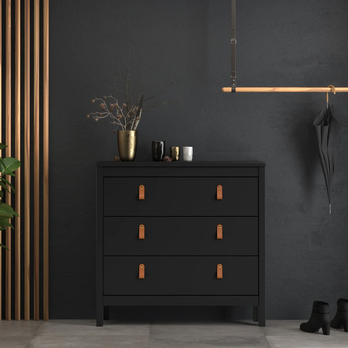 Barcelona Chest 3 Drawers in Cashmere - Matt Black – image 8