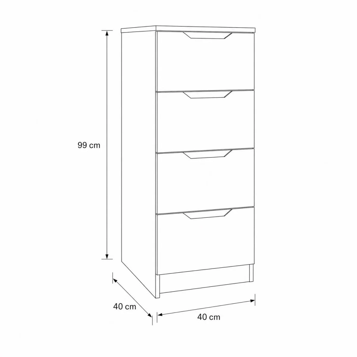 FWStyle Luno Oak 4 Drawer Chest of Drawers Modern Bedroom Storage - Oak – image 6