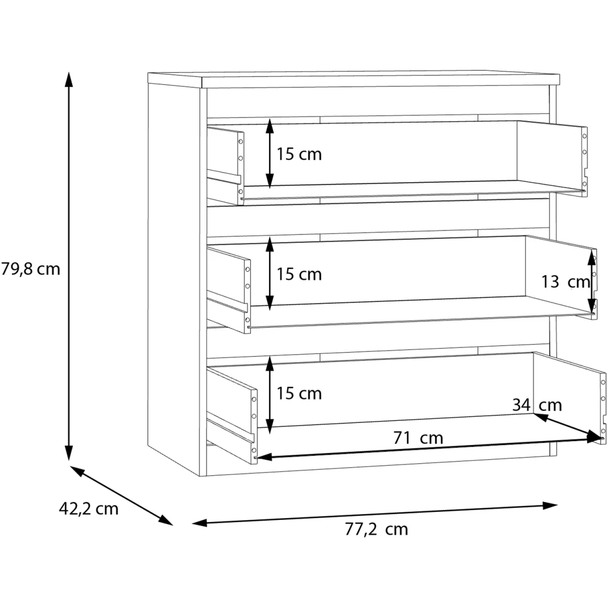 Edmore 3 Drawer Chest - Mauvella Oak – image 35