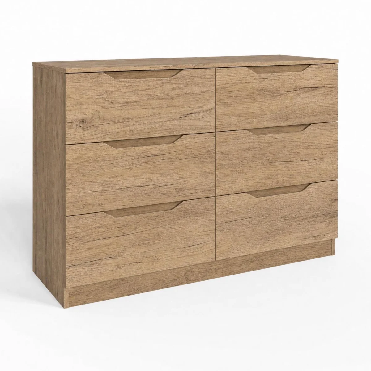 FWStyle Luno Oak 6 Drawer Chest of Drawers Spacious Oak Effect - Oak – image 4