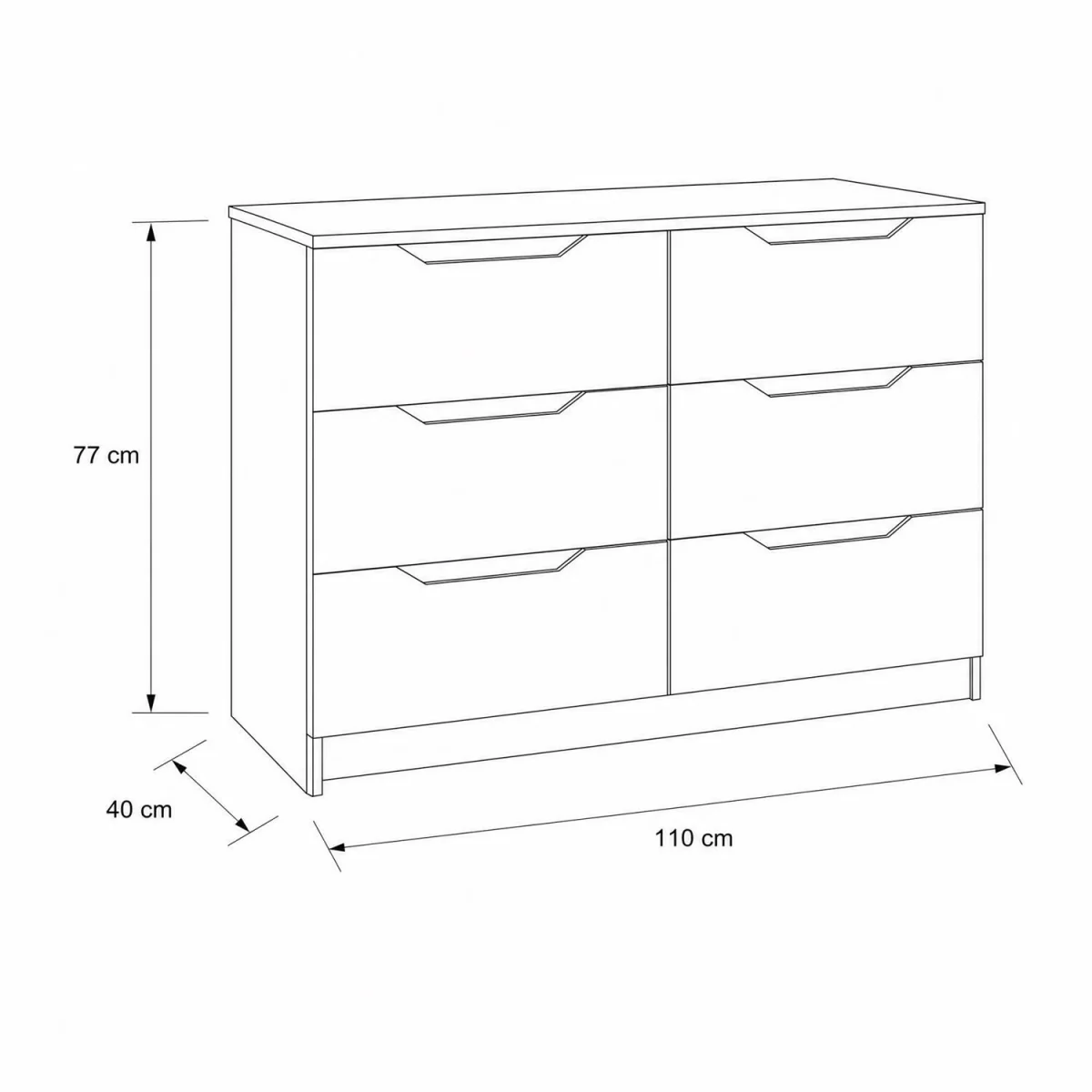 FWStyle Luno Oak 6 Drawer Chest of Drawers Spacious Oak Effect - Oak – image 5