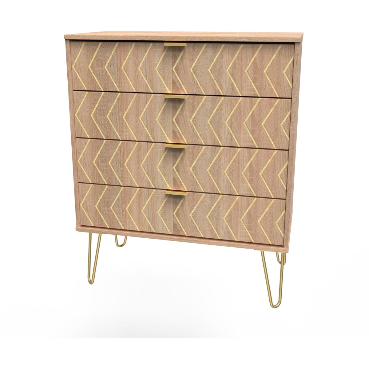 Hong Kong Ready Assembled 4 Drawer Chest - Jigsaw Bardolino & Bardolino Oak – image 3