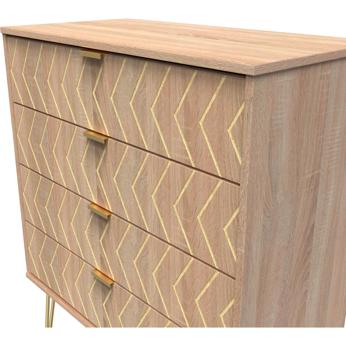 Hong Kong Ready Assembled 4 Drawer Chest - Jigsaw Bardolino & Bardolino Oak – image 4