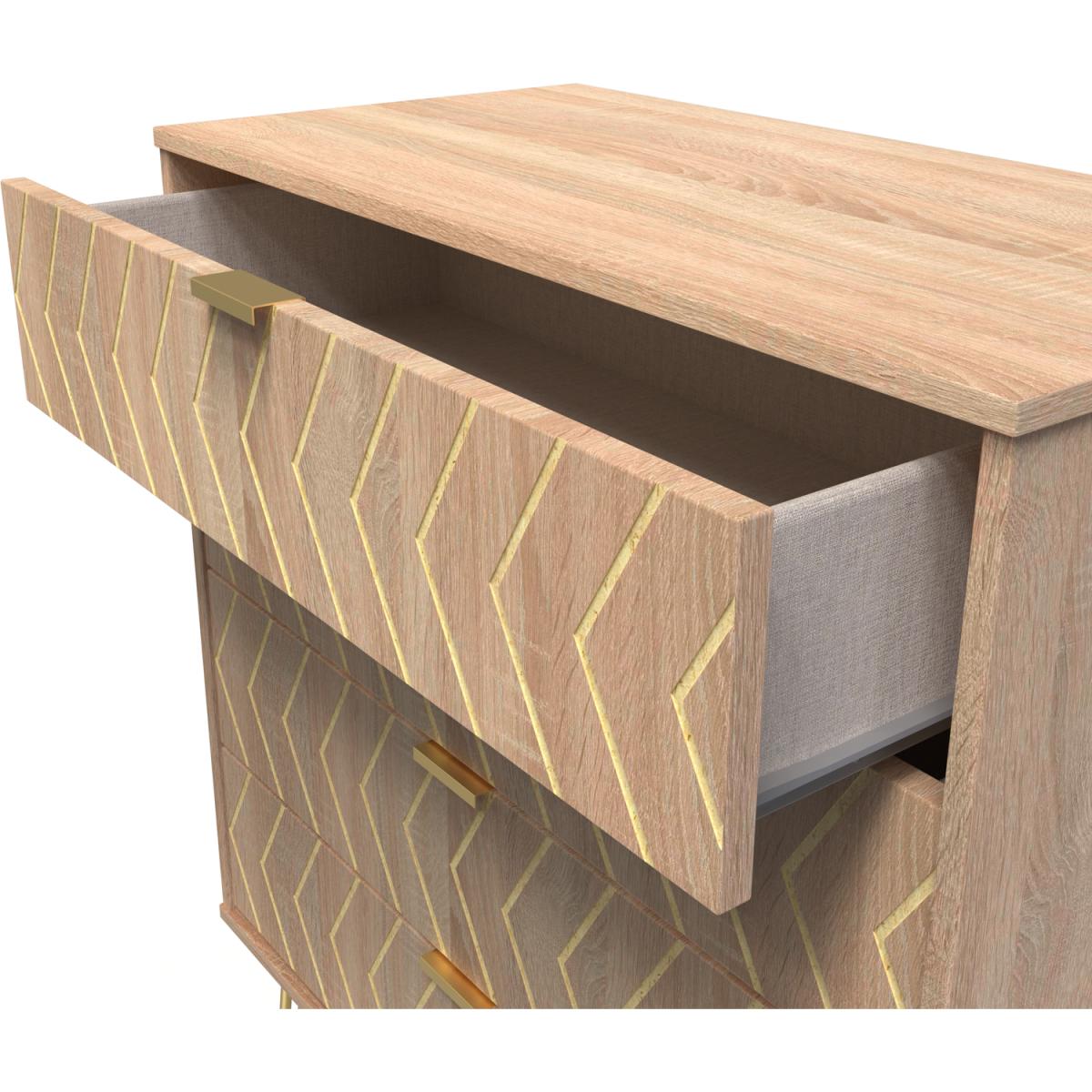 Hong Kong Ready Assembled 4 Drawer Chest - Jigsaw Bardolino & Bardolino Oak – image 5