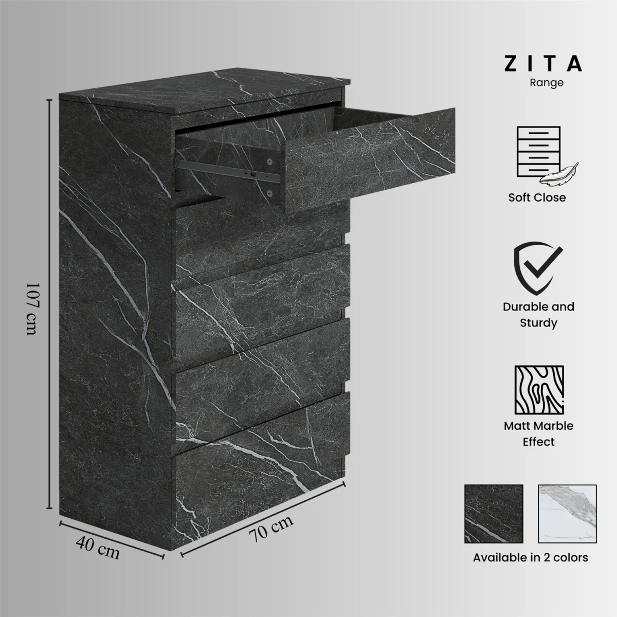 ZITA 5 Drawer Chest – image 8