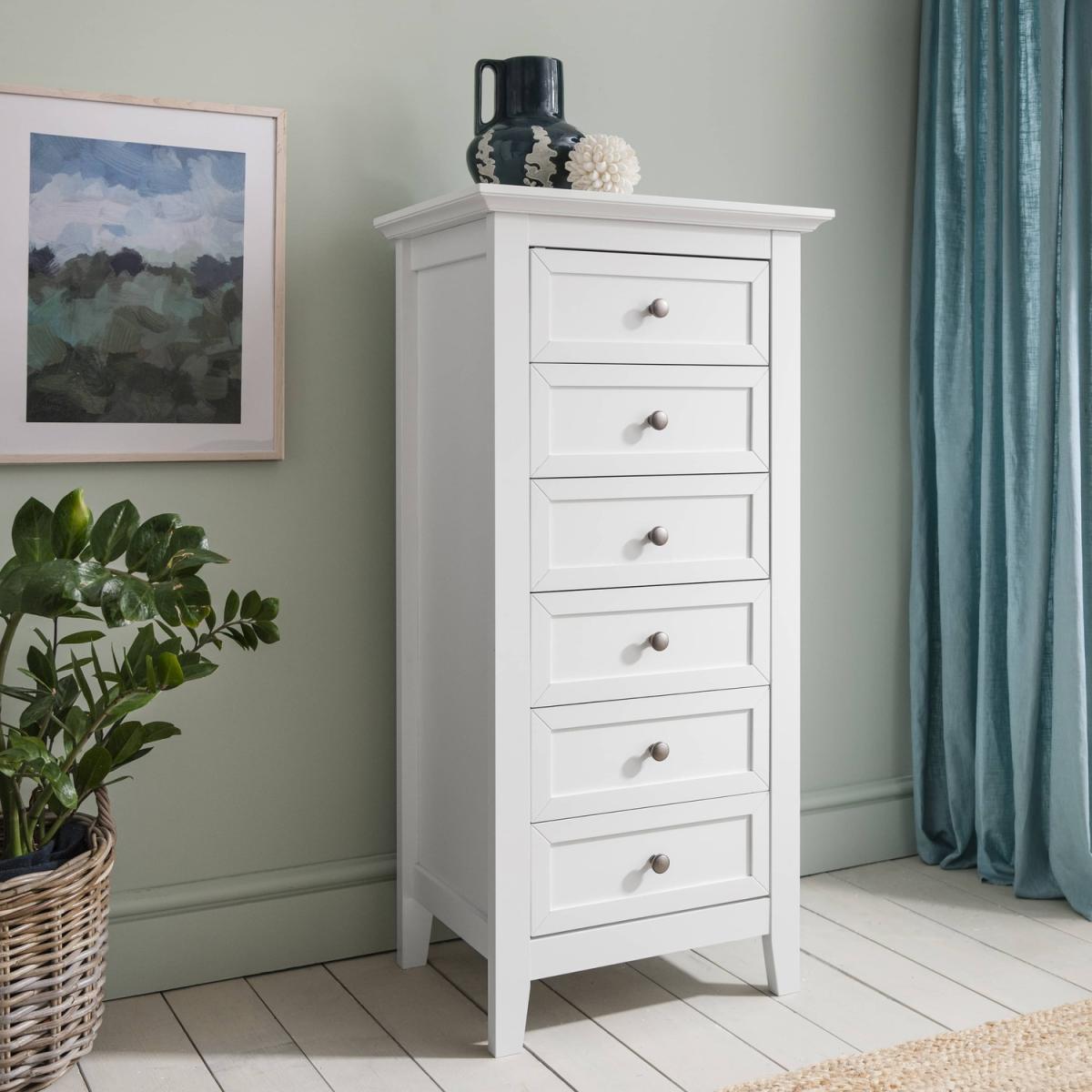 Karlstad Chest of Drawers Tall Bedroom 6 Drawer - White