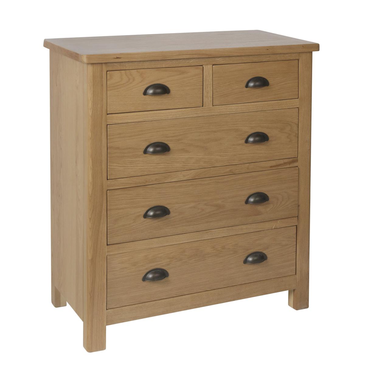 Cambridge 2 Over 3 Drawer Chest - Rustic Oak – image 2