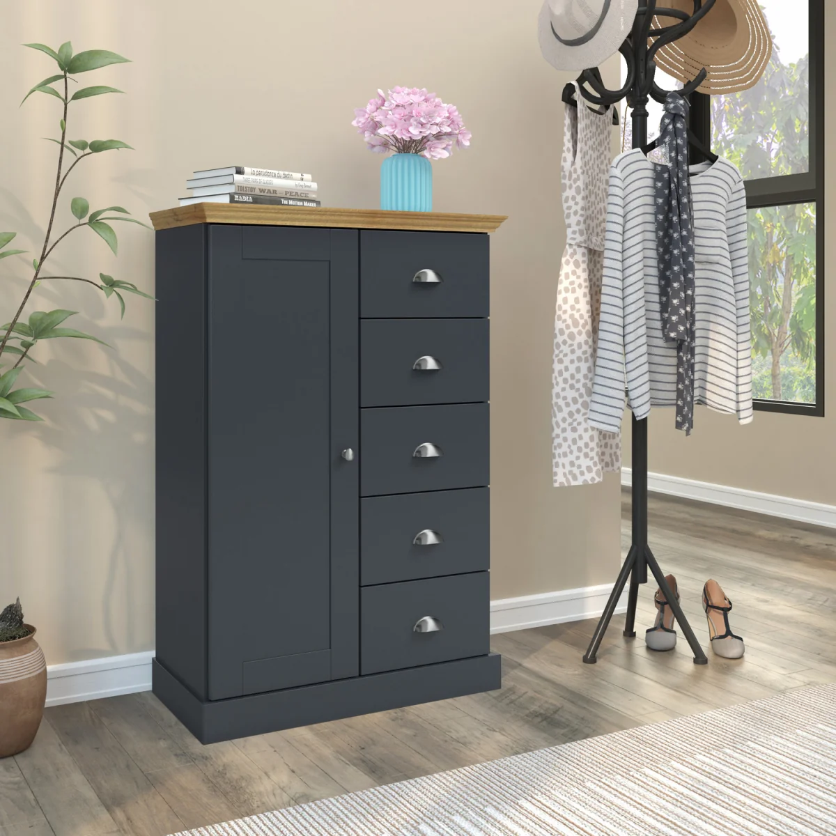 Motala Chest 1D5DR AnthraOak - Anthracite/Oak – image 2