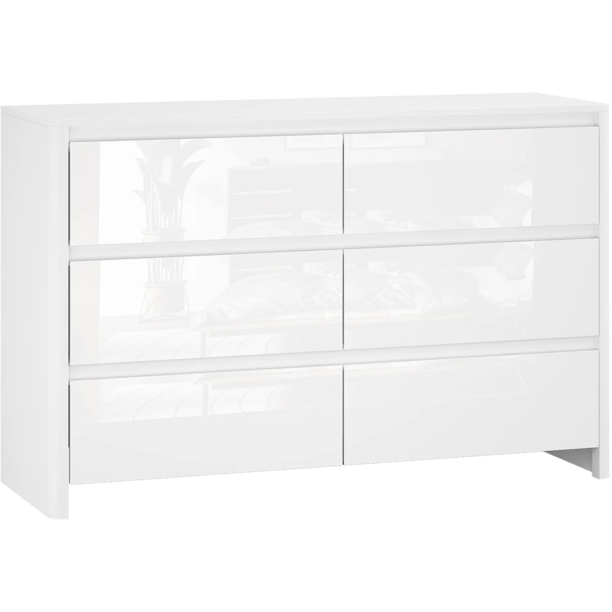 Ardenza White High Gloss 6 Drawer Wide Chest - White & White Gloss – image 7
