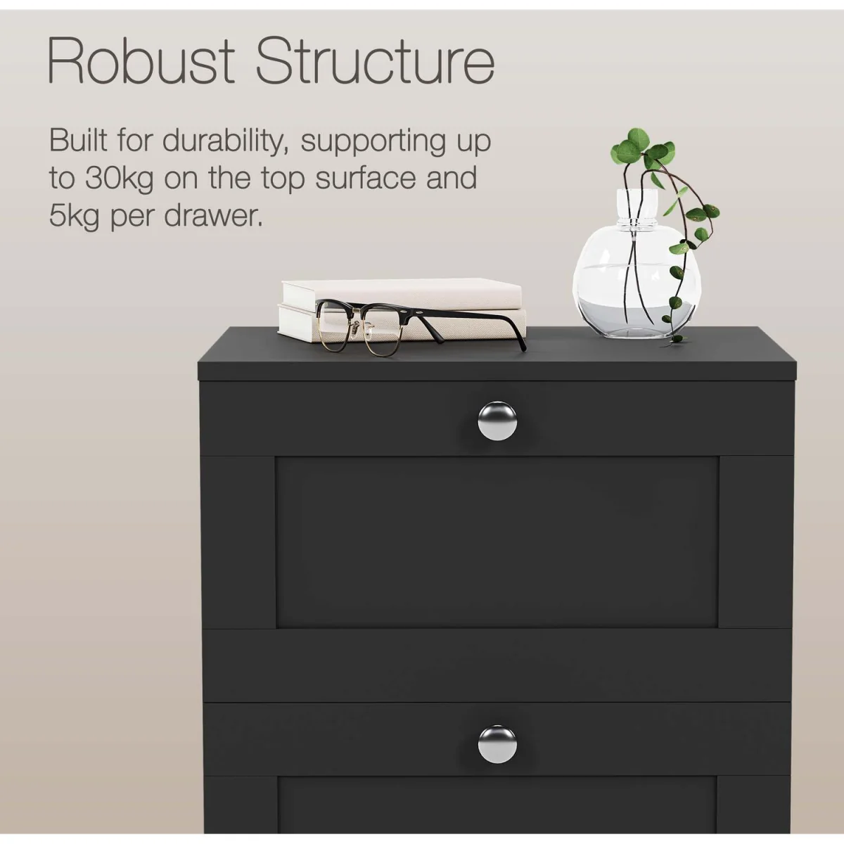 Vida Designs Altino 3 Drawer Bedside Chest Set Of 2, White - Grey – image 11