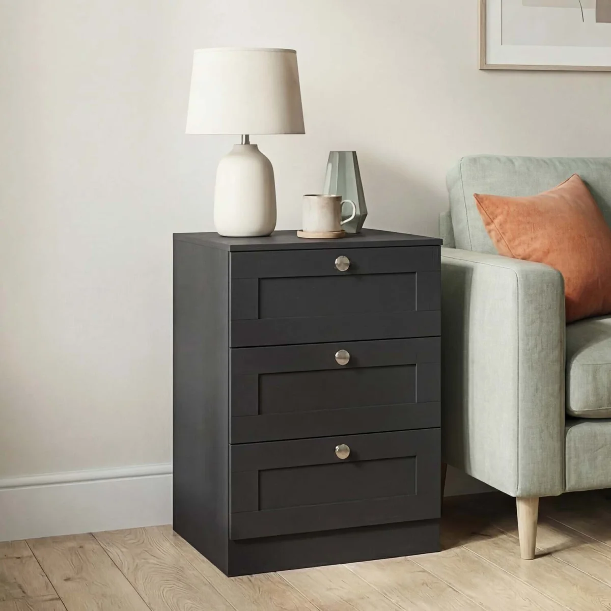 Vida Designs Altino 3 Drawer Bedside Chest Set Of 2, White - Grey – image 12