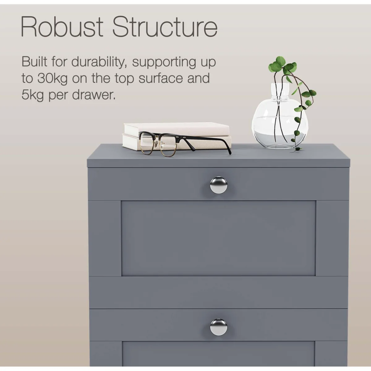 Vida Designs Altino 3 Drawer Bedside Chest Set Of 2, White - Grey – image 17