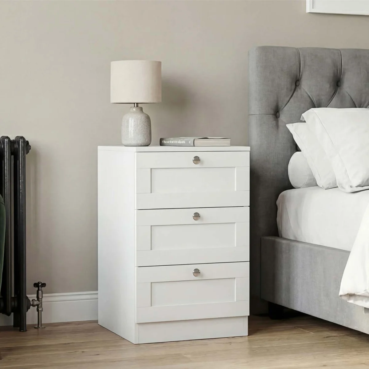 Vida Designs Altino 3 Drawer Bedside Chest Set Of 2, White - Grey – image 3
