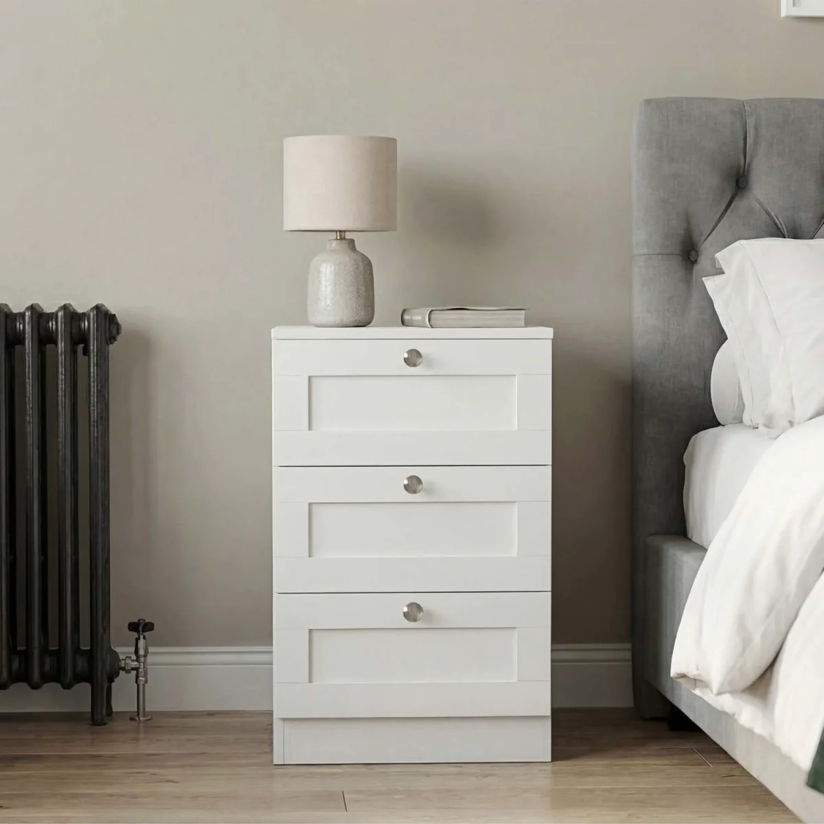 Vida Designs Altino 3 Drawer Bedside Chest Set Of 2, White - Grey – image 4