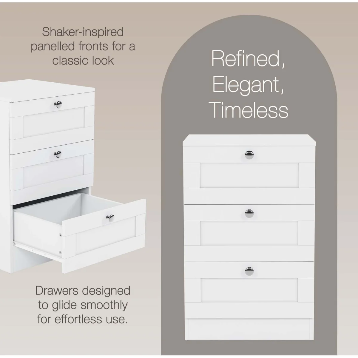 Vida Designs Altino 3 Drawer Bedside Chest Set Of 2, White - Grey – image 5