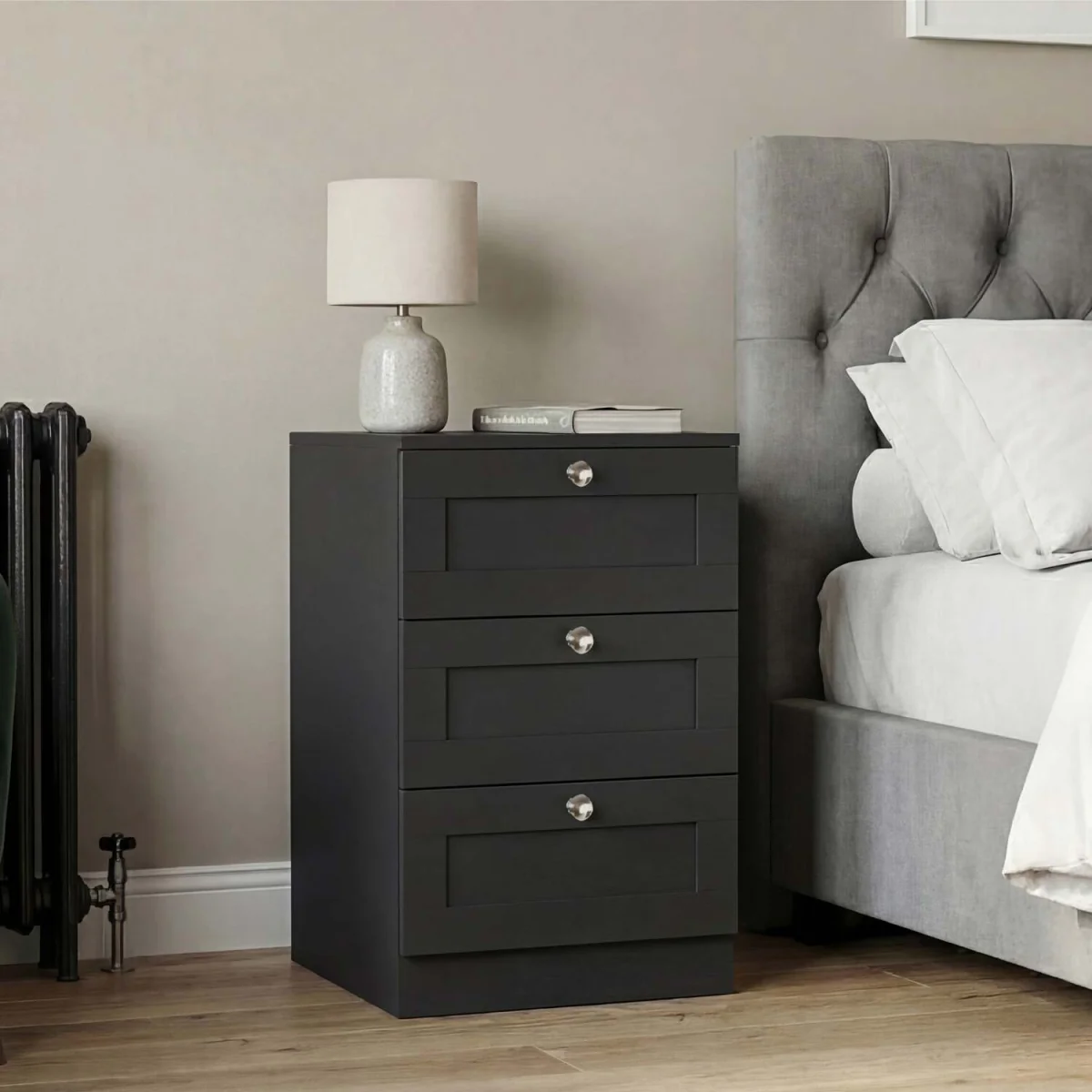 Vida Designs Altino 3 Drawer Bedside Chest Set Of 2, White - Grey – image 9