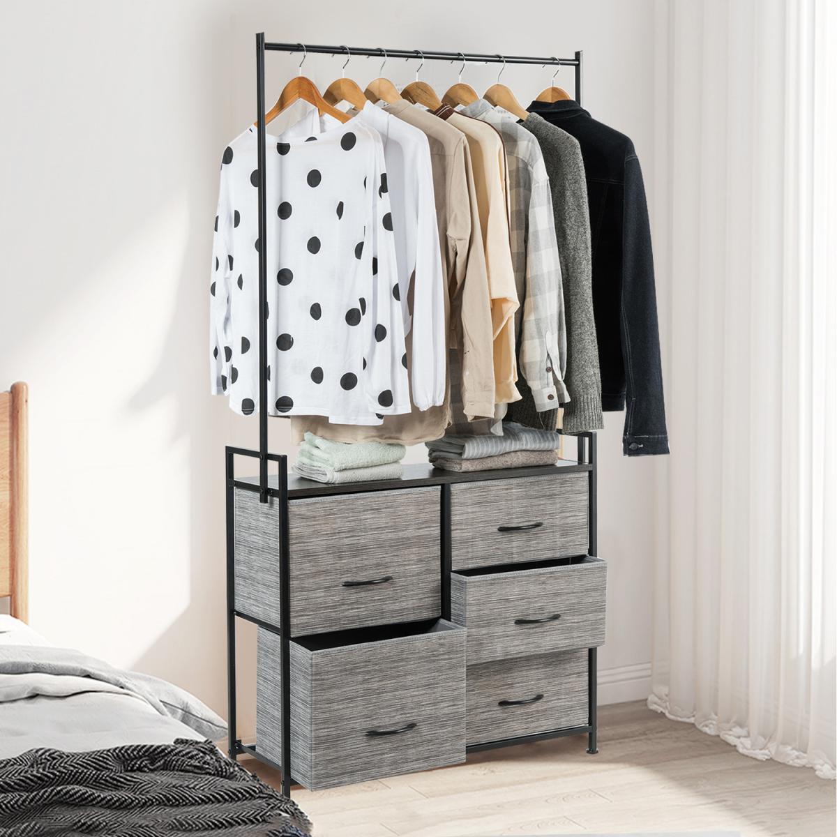 Costway Fabric Drawer Dresser-Black - Black – image 2