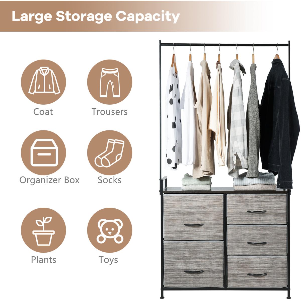 Costway Fabric Drawer Dresser-Black - Black – image 4