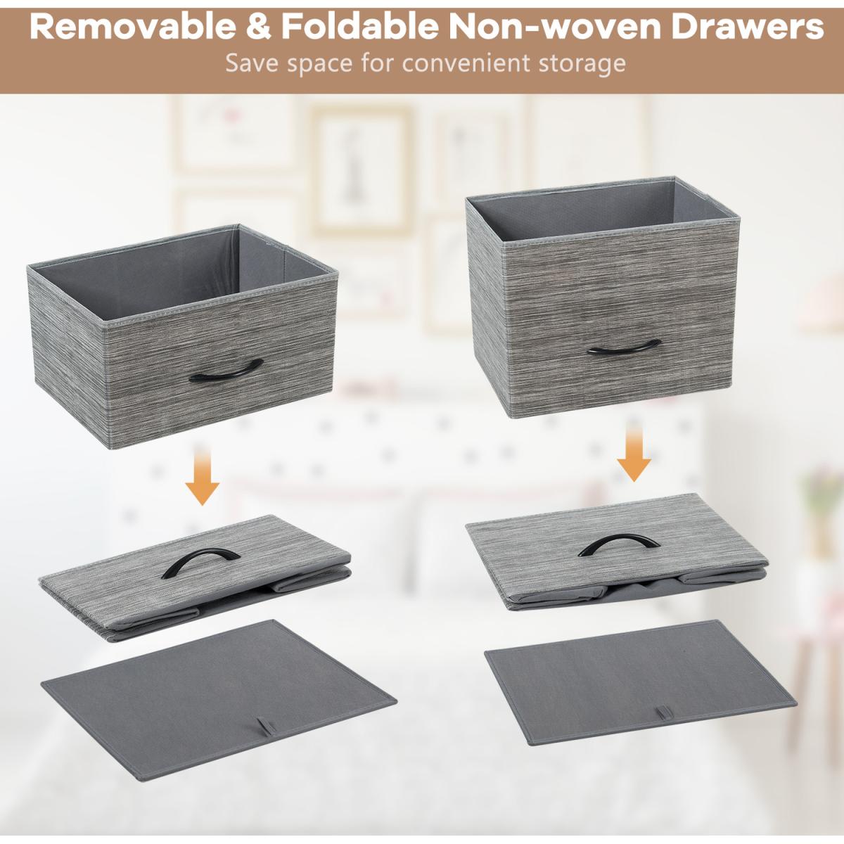 Costway Fabric Drawer Dresser-Black - Black – image 5