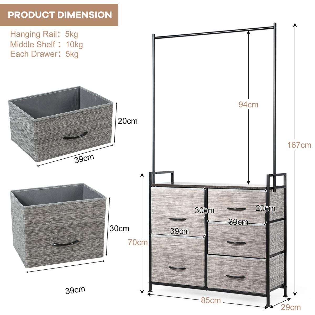 Costway Fabric Drawer Dresser-Black - Black – image 8