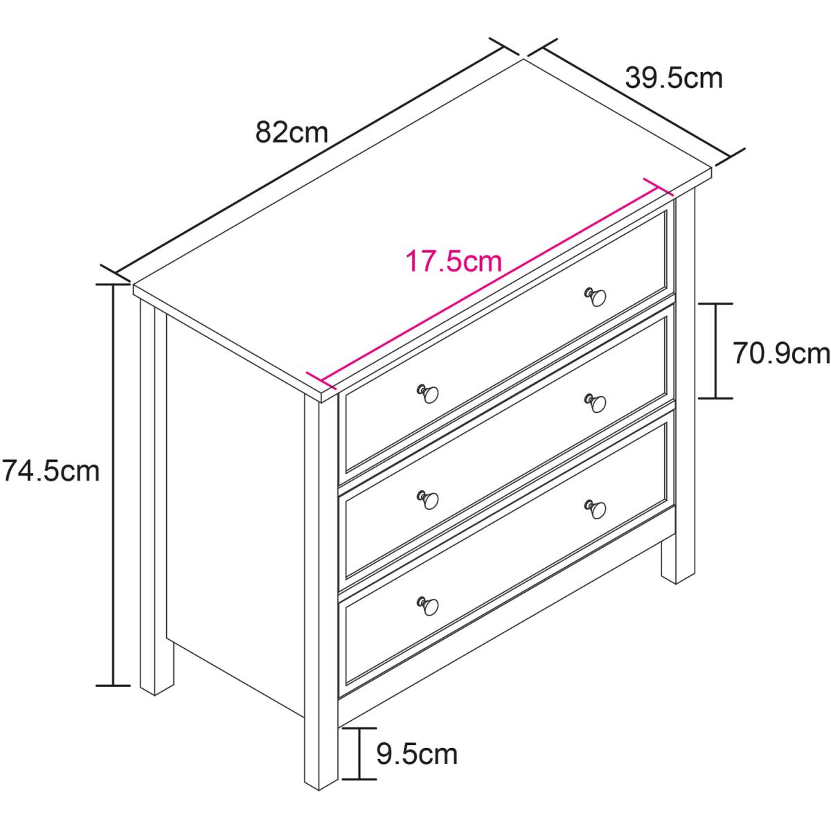 Chest of 3 Drawers with Changeable Handles in White - White – image 5
