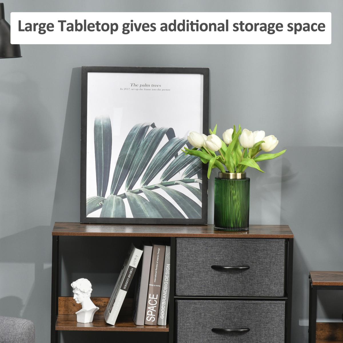 Storage Cabinet 3 Drawer Chest Dresser Tower with 2 Shelves - White, beige and brown – image 12