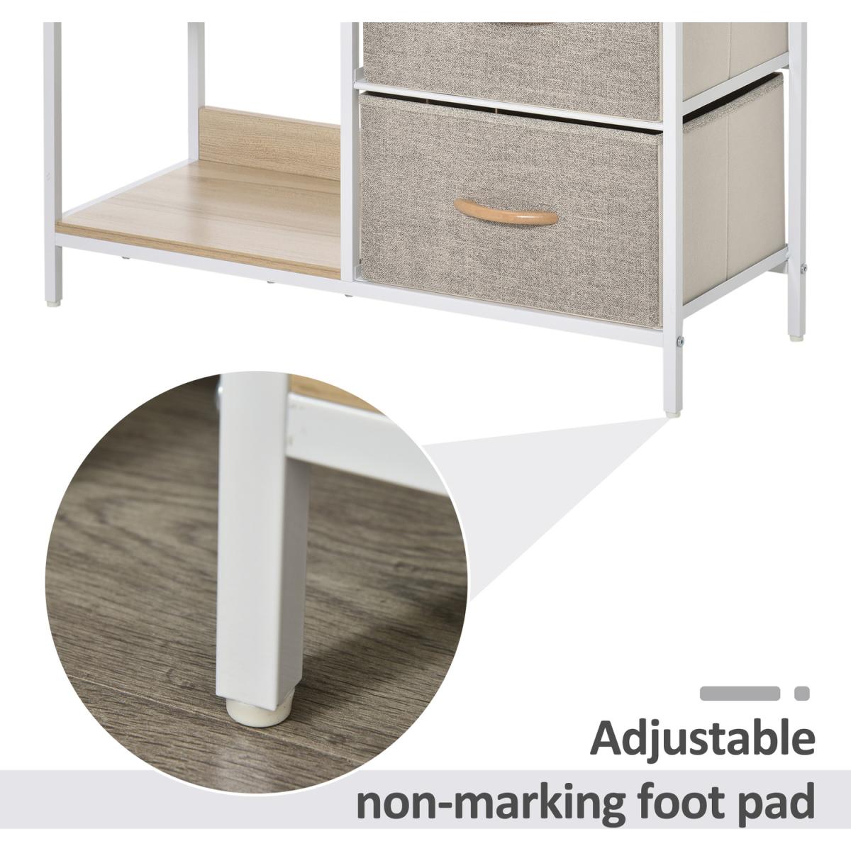 Storage Cabinet 3 Drawer Chest Dresser Tower with 2 Shelves - White, beige and brown – image 4