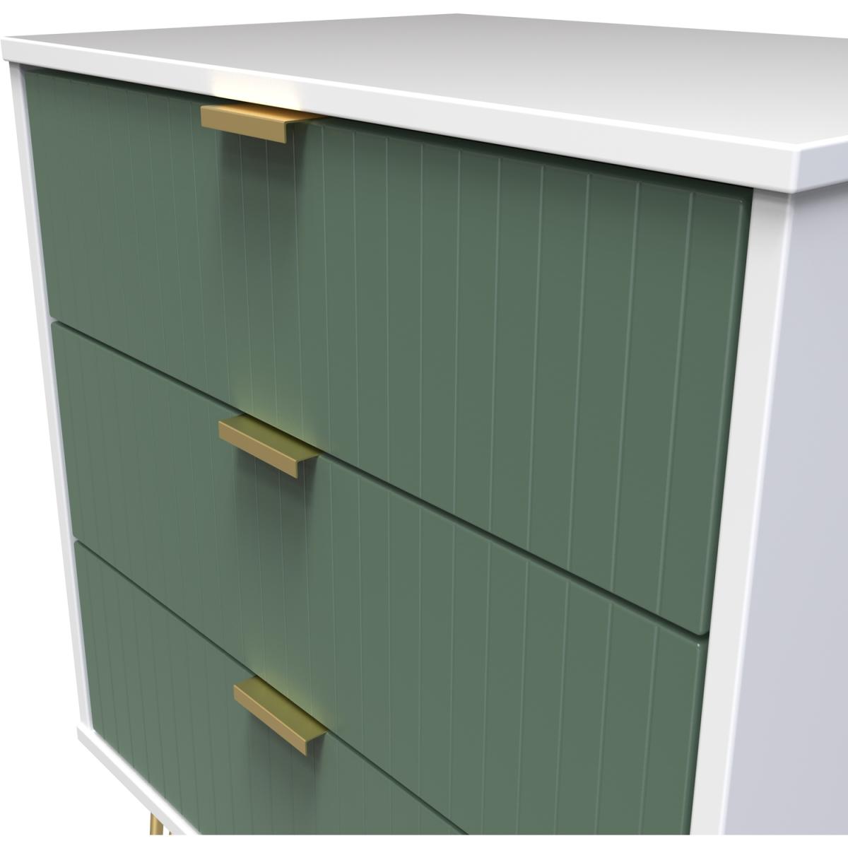 Linear Ready Assembled 3 Drawer Midi Chest - Labrador Green & White – image 2