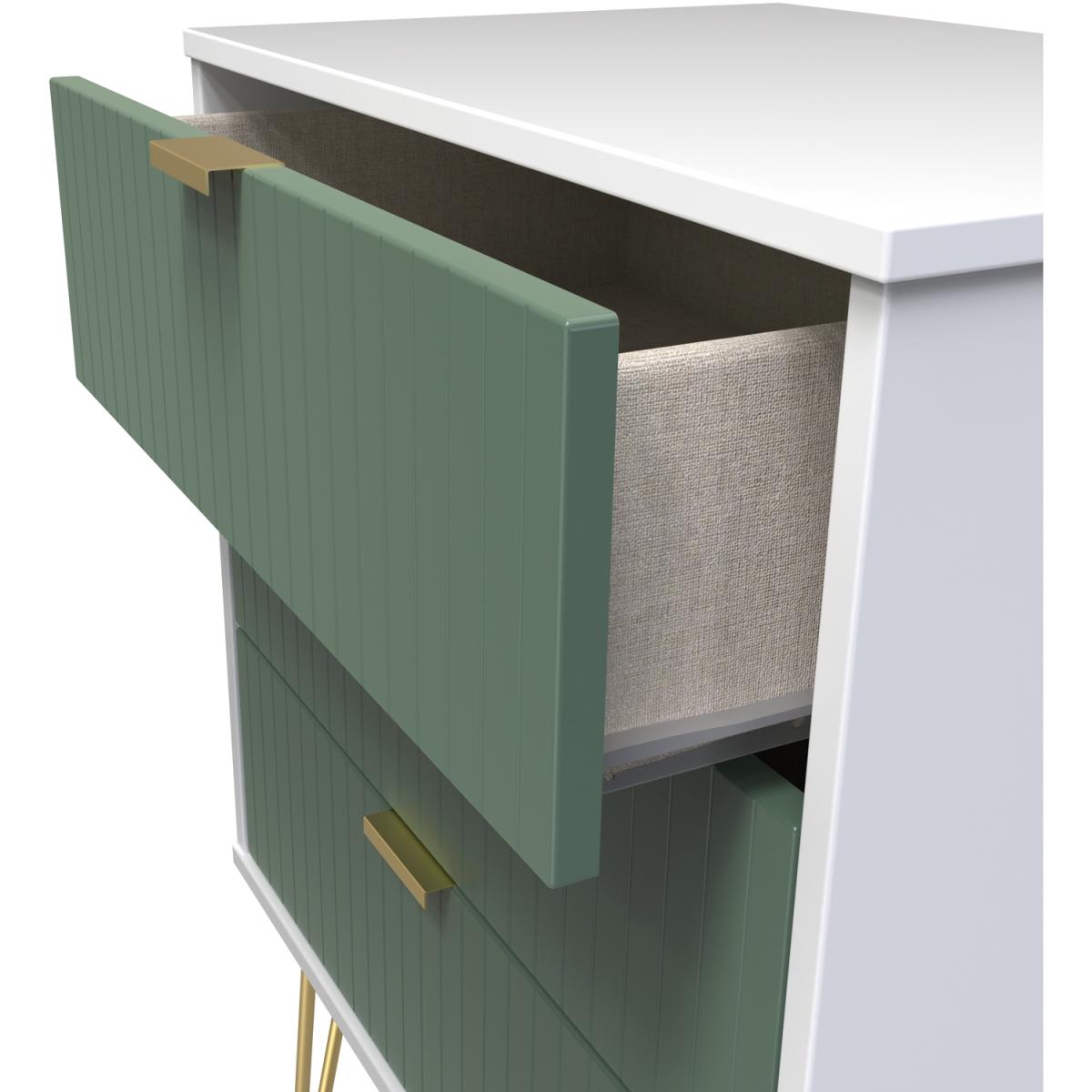 Linear Ready Assembled 3 Drawer Midi Chest - Labrador Green & White – image 3
