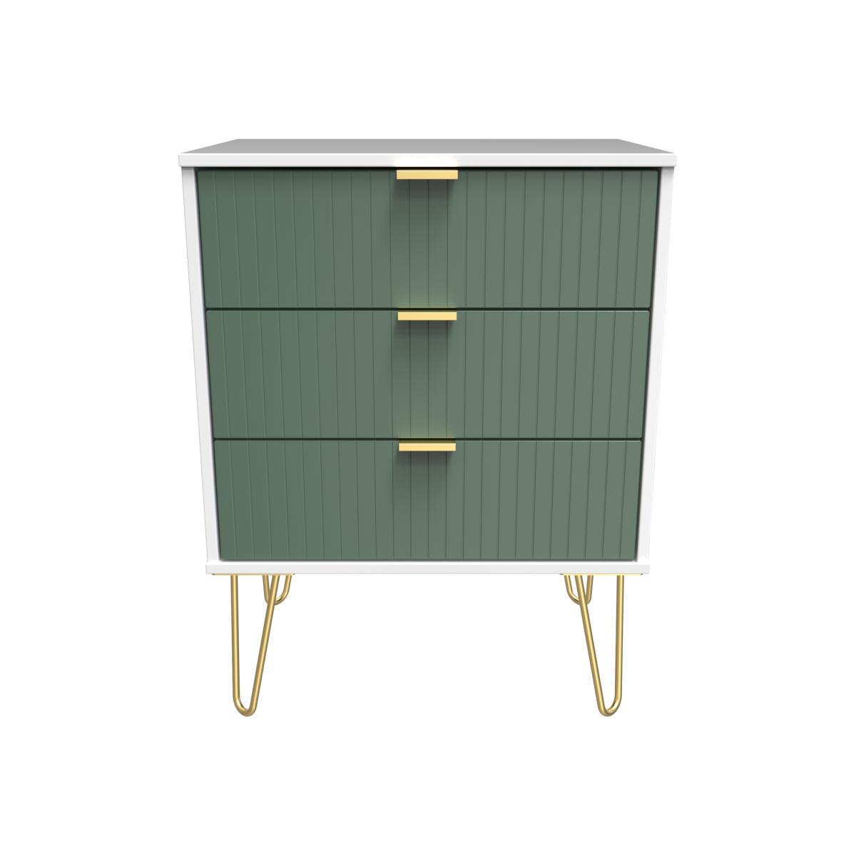 Linear Ready Assembled 3 Drawer Midi Chest - Labrador Green & White – image 1