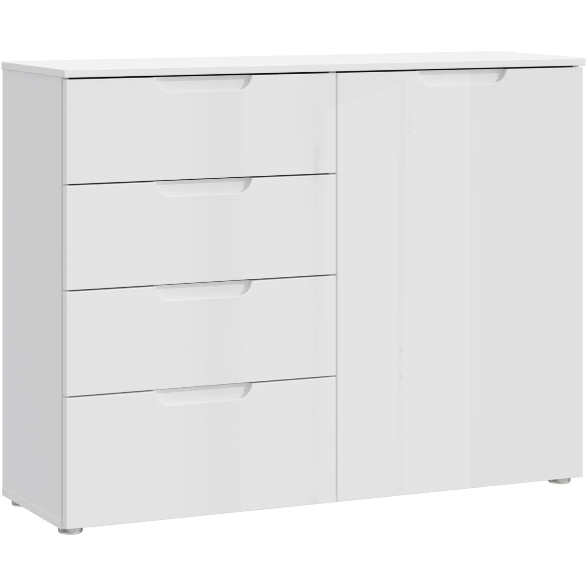 Sienna 4 Chest of Drawers 1 Door in White/White High Gloss - White – image 3