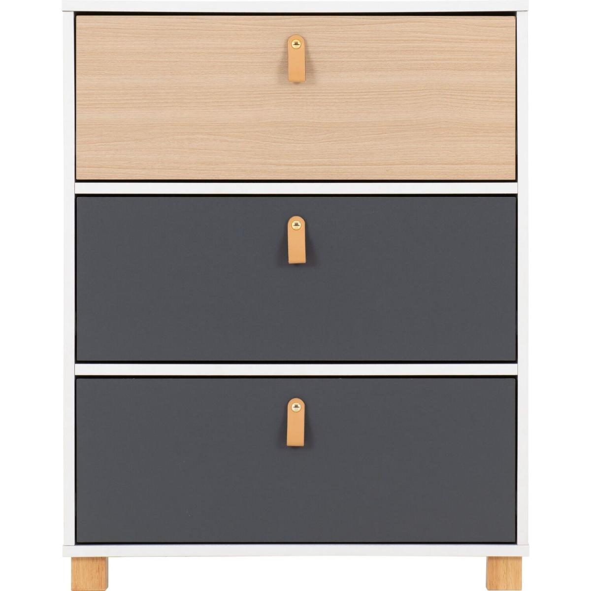Brooklyn Chest Of 3 Drawers - White, Grey and Oak Effect – image 3