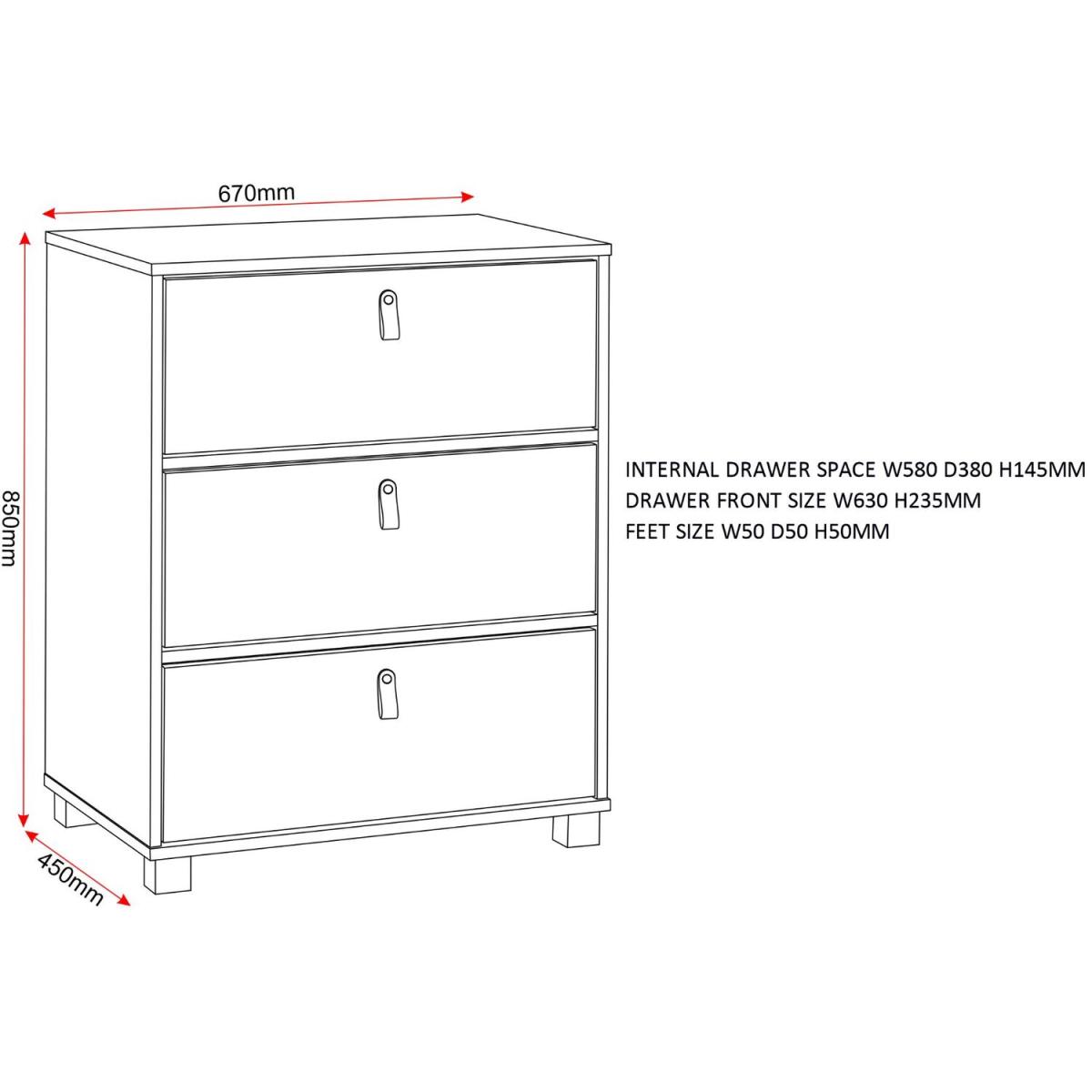 Brooklyn Chest Of 3 Drawers - White, Grey and Oak Effect – image 8
