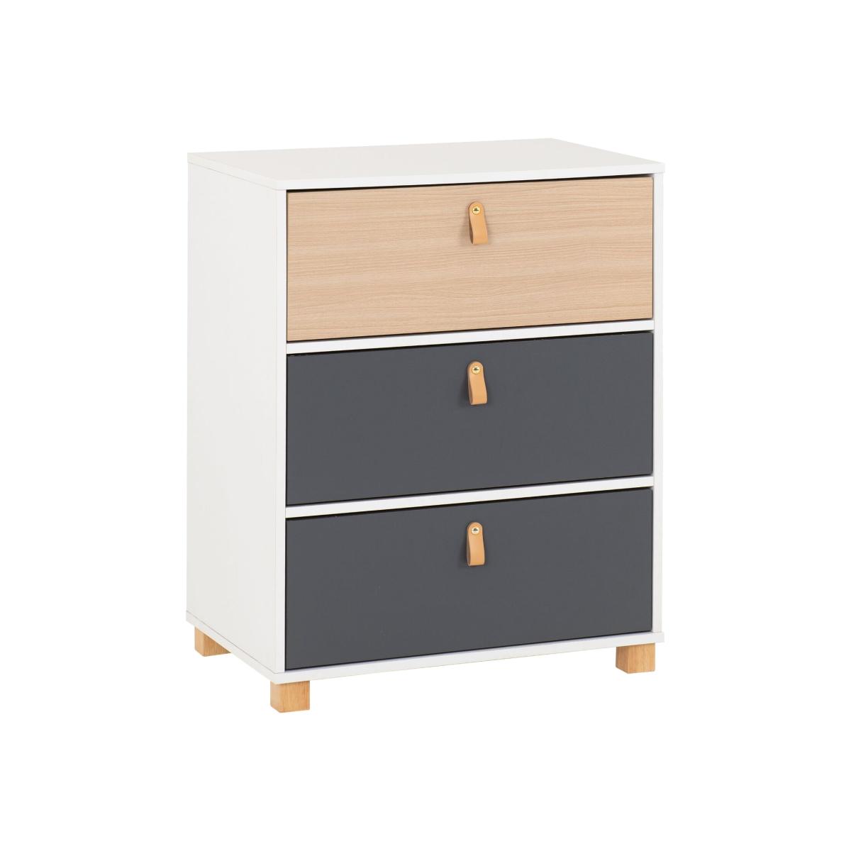 Brooklyn Chest Of 3 Drawers - White, Grey and Oak Effect – image 1